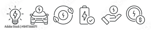Electric thin line icon set. Web minimal editable stroke icons