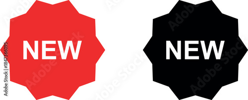 New tag, badge or sticker, new item label vector icon set for website design, app, ui, isolated on white background. Vector illustration.