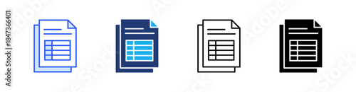 Invoice Multiple Style Icon Set Vector 