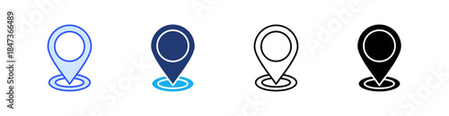 Location Multiple Style Icon Set Vector 