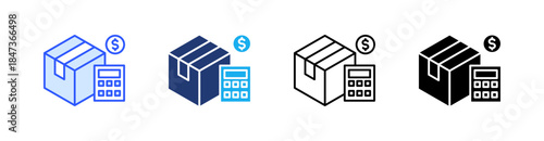 Shipping Cost Multiple Style Icon Set Vector 