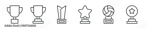 Trophy thin line icon set. Web minimal editable stroke icons