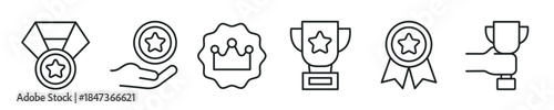 Achievement thin line icon set. Web minimal editable stroke icons