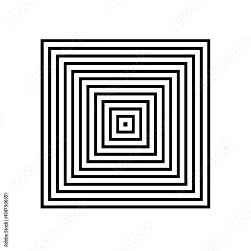 Mesmerizing optical illusion of concentric black squares creating a sense of infinite depth