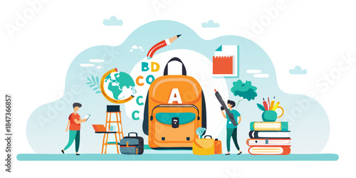 Back to school learning education and knowledge with students and supplies