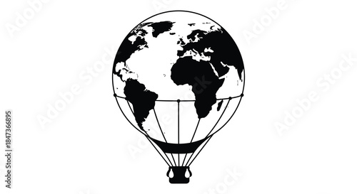 A striking depiction of the world as a hot air balloon a beautiful silhouette