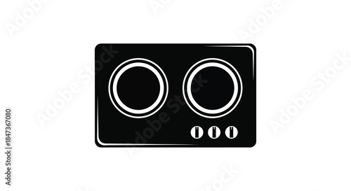 A black rectangular panel with three circular cutouts and indicator lights a modern silhouette