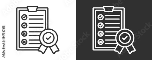 Qualification Test Icon Set Vector Collection Isolated In Black And White