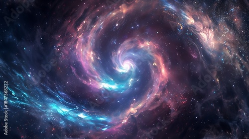 Spectacular view of a swirling nebula galaxy formation in deep space