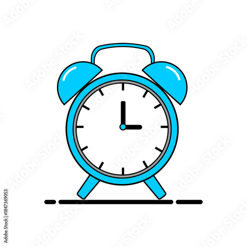 Blue alarm clock wake up time management.
