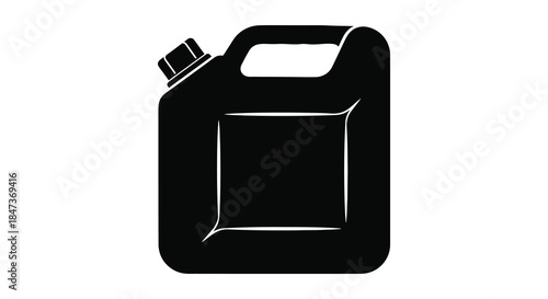 A stark black outline of a portable fuel container showcasing a minimalist silhouette