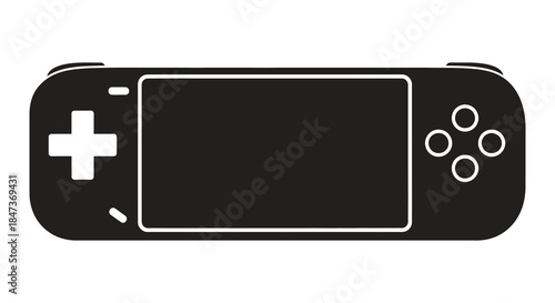 A sleek black handheld gaming console design top down view minimalist aesthetic silhouette