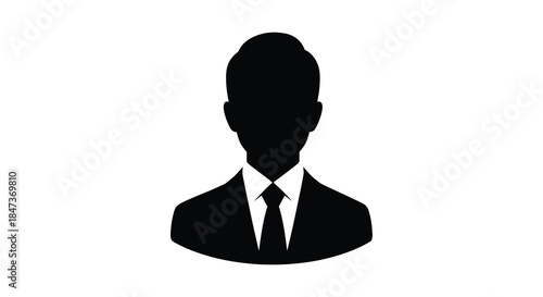 A stark black silhouette of a man wearing a suit and tie a professional depiction silhouette