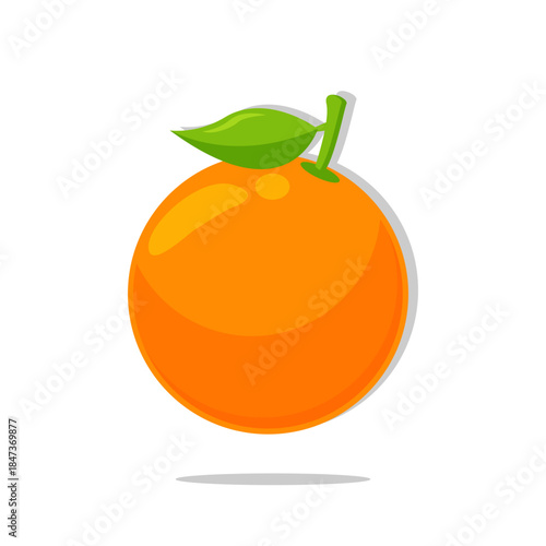 Orange fruit with leaf vibrant orange icon.
