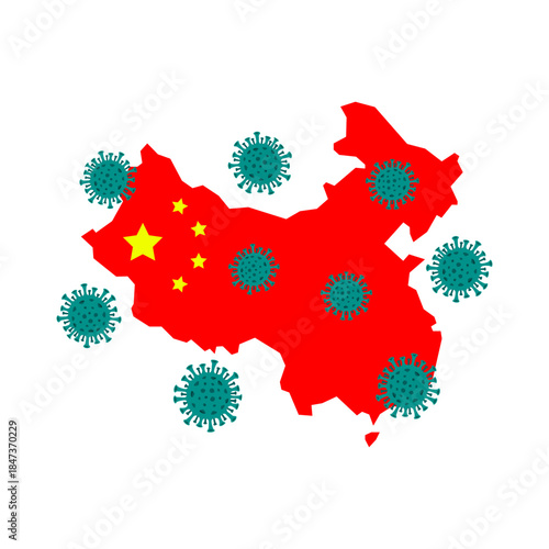 China coronavirus outbreak map flag.