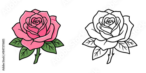 シンプルな薔薇のアイコンイラスト