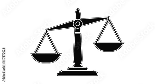 A simple illustration of a classic balance scale showcasing symmetry and equilibrium silhouette