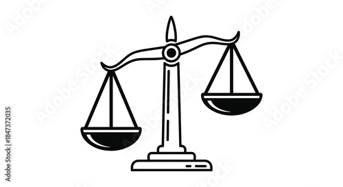 A classic illustration of scales of justice representing balance and fairness in silhouette