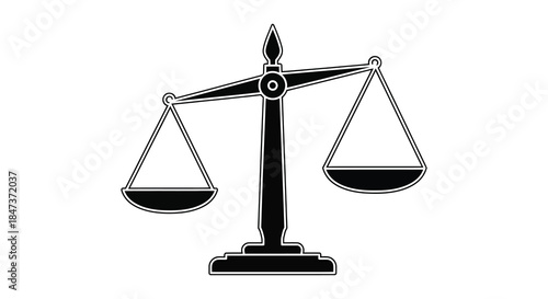 A stark depiction of justice and balance visualized through a classic scale design silhouette