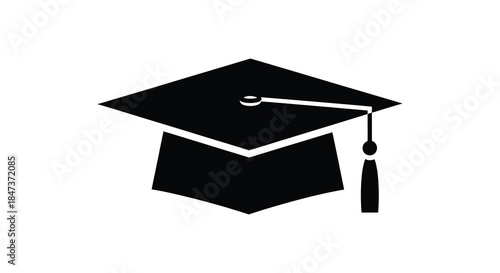 A striking black graduation cap design sharply defined and presented as a distinct silhouette