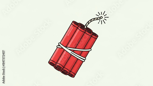 A bundle of red dynamite sticks with a lit fuse on a plain background, symbolizing explosive power and danger
