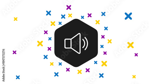 Volume Icon Speaker Symbol with Festive Starbursts - Audio and Sound Concept