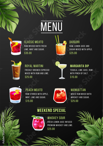 Bar and restaurant menu template