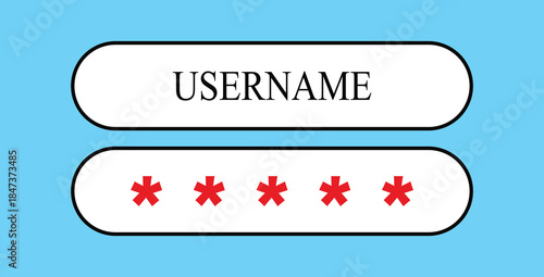 Vector illustration template for website login with username and password. Social media, website, verification, web design, security, internet access.