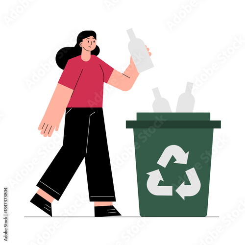 Person Placing Recycle Bottle.