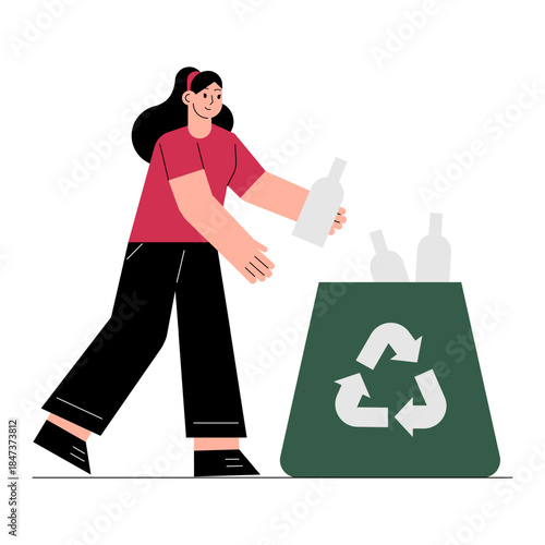 Person Placing Recycle Bottle.