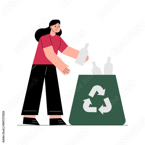 Person Placing Recycle Bottle.