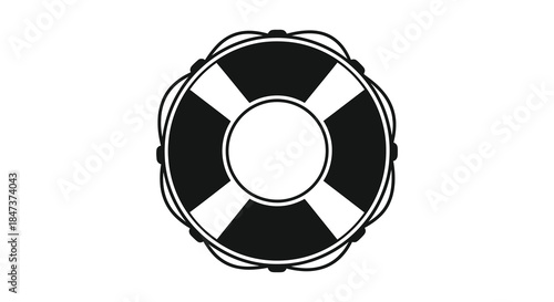 A striking graphic of a life preserver ring with bold contrasts a beautiful silhouette