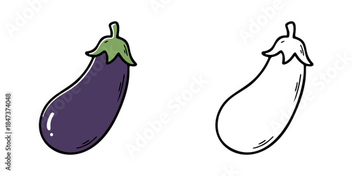 シンプルなナスのアイコンイラスト