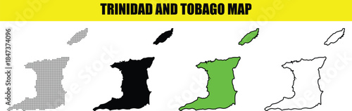 Artistic Trinidad and Tobago map silhouette with refined line art and dot pattern, modern abstract vector illustration ideal for presentations, editorial layouts, and creative graphic design