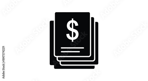 A stack of cards featuring a dollar sign symbol in a bold dark striking silhouette