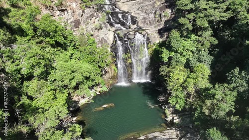 Waterfalls tropical nature drone aerial Australia flowing remote