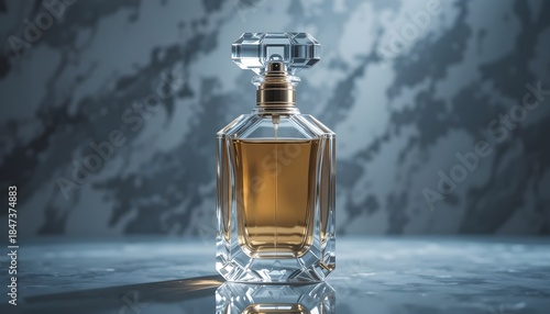 Luxury perfume bottle on marble background 
