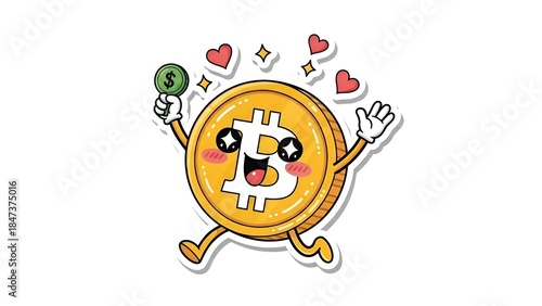 Bitcoin Cartoon Character Crypto, Cryptocurrency, Digital Currency