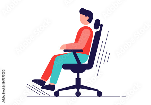 Person sitting in an office chair with legs extended and feet tapping.