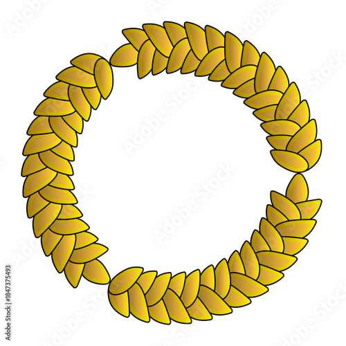 Gold Circle spikelets wreath isolated on a white background