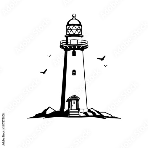 lighthouse silhouette vector