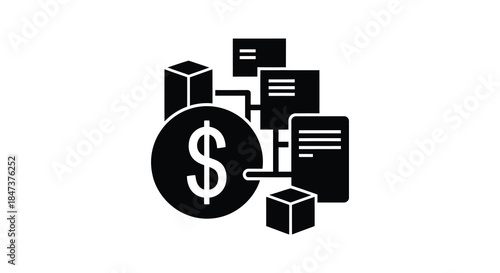Financial growth illustrated with geometric shapes and a dollar sign a striking silhouette