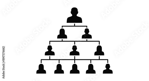 a visual representation of hierarchical structure with multiple levels of people shown as a silhouette