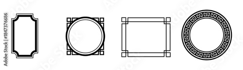 chinese border frame rectangle and circle ornament asian