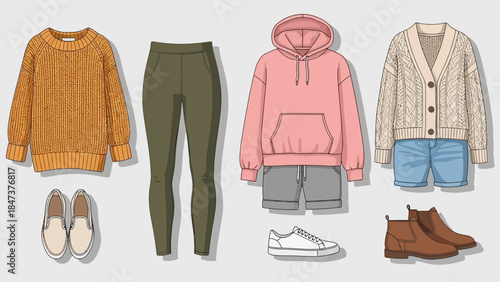 Casual clothing and shoes for everyday wear