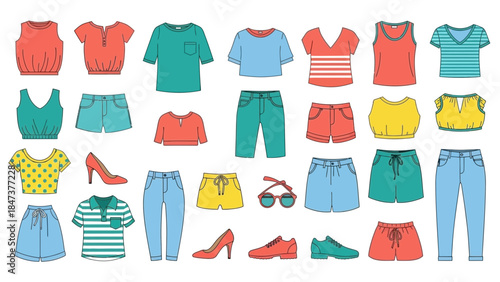 Vibrant collection of colorful clothing and accessories on display