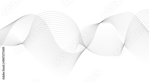 Stylized line art background. Vector illustration. Wave with lines created using blend tool. Curved wavy line, smooth stripe.