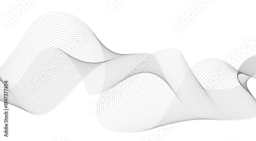 Stylized line art background. Vector illustration. Wave with lines created using blend tool. Curved wavy line, smooth stripe.