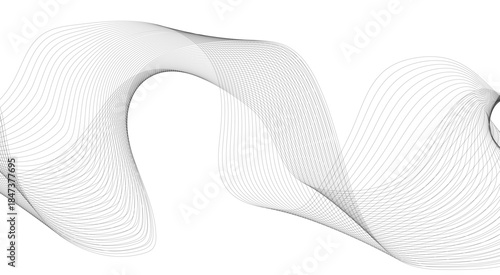 Stylized line art background. Vector illustration. Wave with lines created using blend tool. Curved wavy line, smooth stripe.