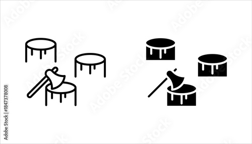 Deforestation linear icon set. Forest degradation and exploitation. Chopping wood. Logging industry. vector illustration on white background